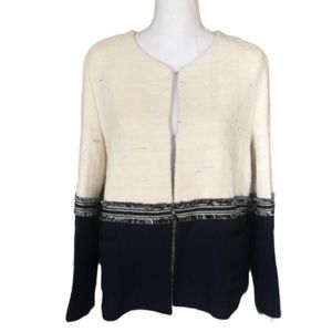 Vilagallo Chantal White Navy textured cotton jacket size EU 50 US 14